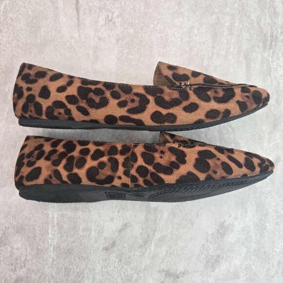 Animal Print Flats 7 Wide Fit Brown Black Pointed Toe Preppy Slip On Loafer Shoe - Picture 5 of 11